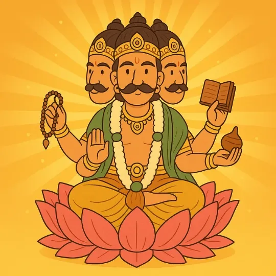 Bharma with many arms and a book